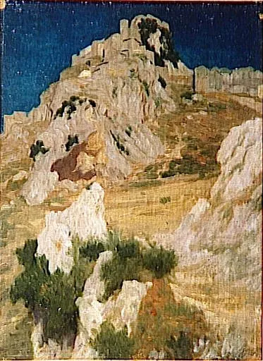 Village Perche Sur Un Pic Rocheux — Эрнест Эбер