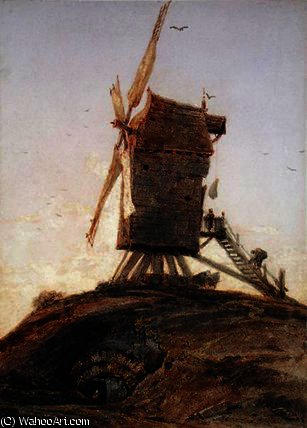 Windmill On A Knoll In A Landscape — Francois Louis Thomas Francia