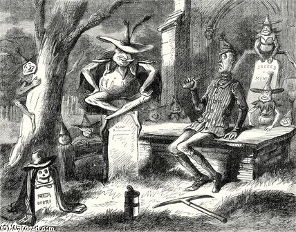Seated On An Upright Tombstone, Close To Him — Фи́з