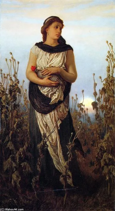 Girl With Poppies — Элиху Веддер