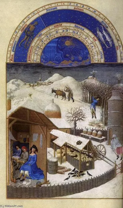 Les Très Riches Heures Du Duc De Berry: Fevrier (february) — Hermanos De Limbourg