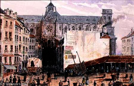 View Of St. Eustache Seen From The Rue Montmartre — Francois Louis Thomas Francia