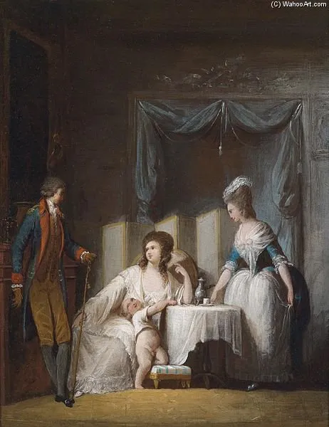Man Paying Informal Morning Visit On Woman Who Is Not Yet Formally Dressed For The Day — Philibert Louis Debucourt