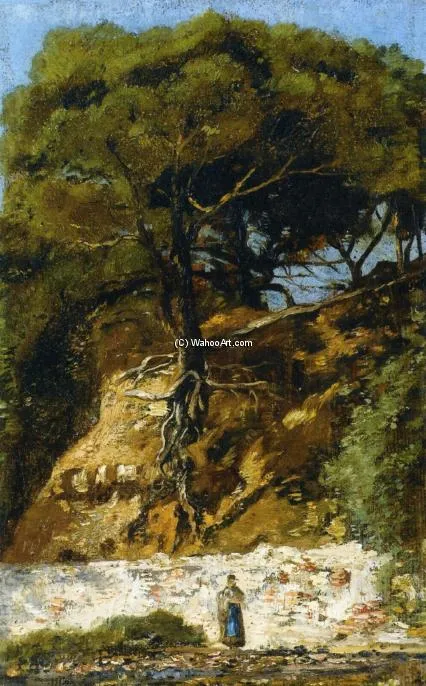 Washerwoman At The Foot Of A Large Pine Tree — Поль Камилл Гигу
