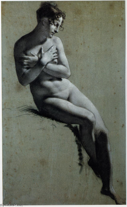 Drawing Of Female Nude With Charcoal And Chalk — Пьер-орлан Приодён