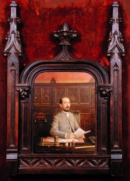 Portrait Of The Artist At His Writing Desk — Georges Croegaert