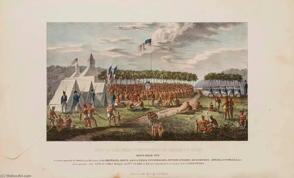 View Of The Great Treaty Held At Prairie Du Chien, September 1825, From The Aboriginal Portfolio — Джеймс Отто Льюис
