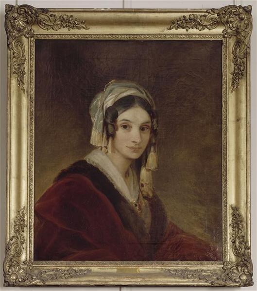 Portrait De Femme En Manteau De Velours — Claude Marie Paul Dubufe
