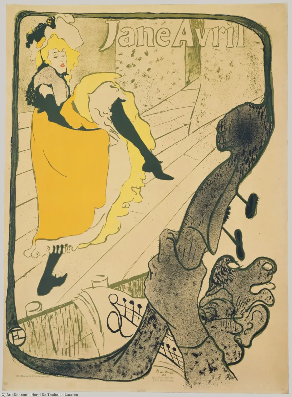 Jane Avril Au Jardin De Paris — Comte Henri Marie Raymond De Toulouse-lautrec-monfa