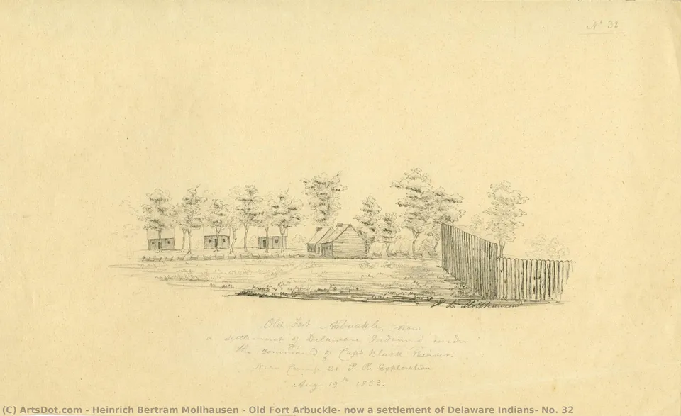 Old Fort Arbuckle, Now A Settlement Of Delaware Indians, No. 32 — Heinrich Bertram Mollhausen