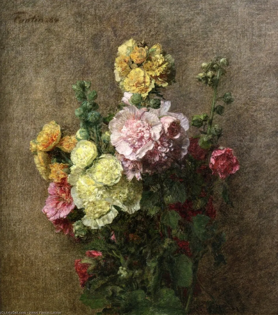 Hollyhocks Without Vase — Фантин-латур, Жан