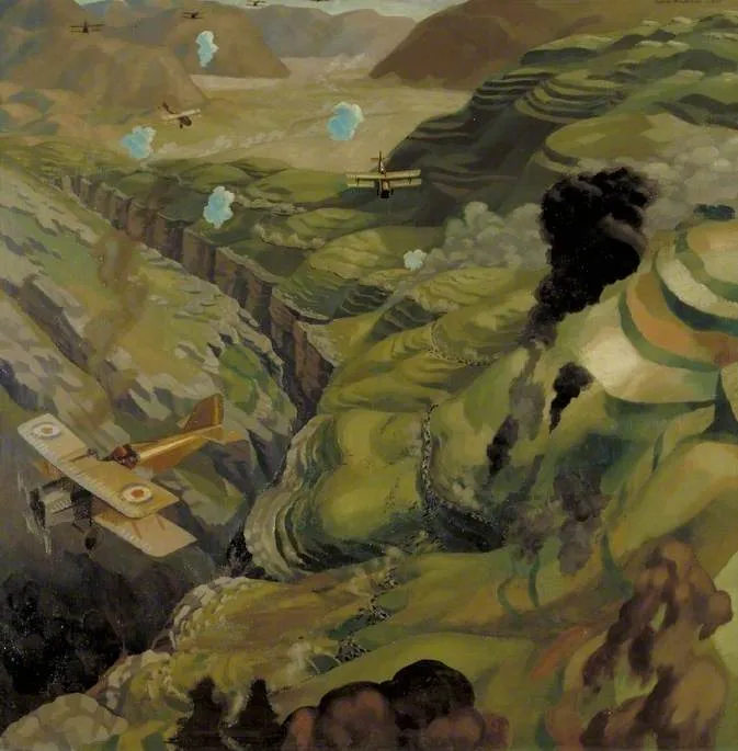 The Destruction Of The Turkish Transport In The Gorge Of The Wadi Fara, Palestine — Sydney William Carline