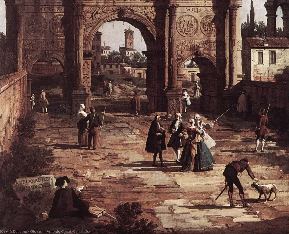 Rome: The Arch Of Constantine (detail) — Каналлетто