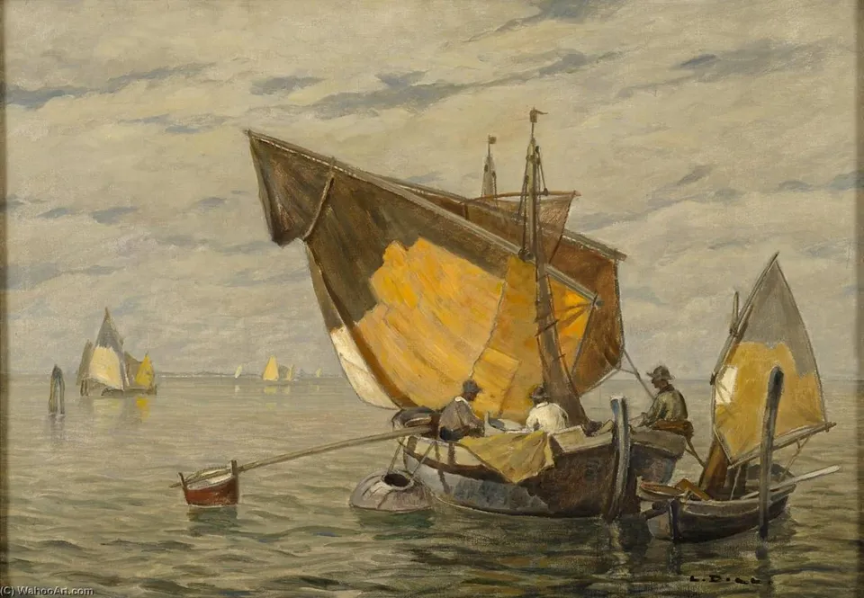 Fishing In The Lagoon — Ludwig Dill