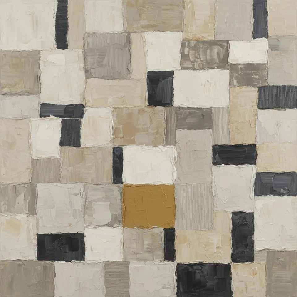 Fragmented Earth: A Monolithic Study In Ochre And Textured Impasto Relief — Laurent Fabre