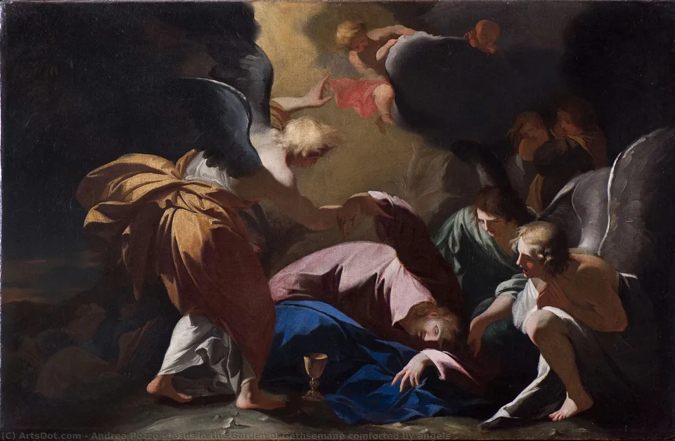 Jesus In The Garden Of Gethsemane Comforted By Angels — Андреа Поццо