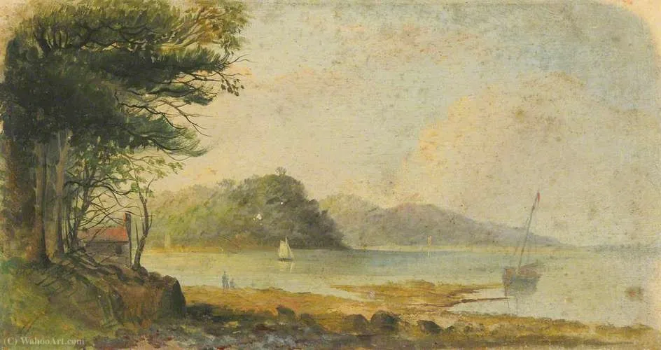 A River Scene With A Beached Dinghy — Arthur Wellington Fowles