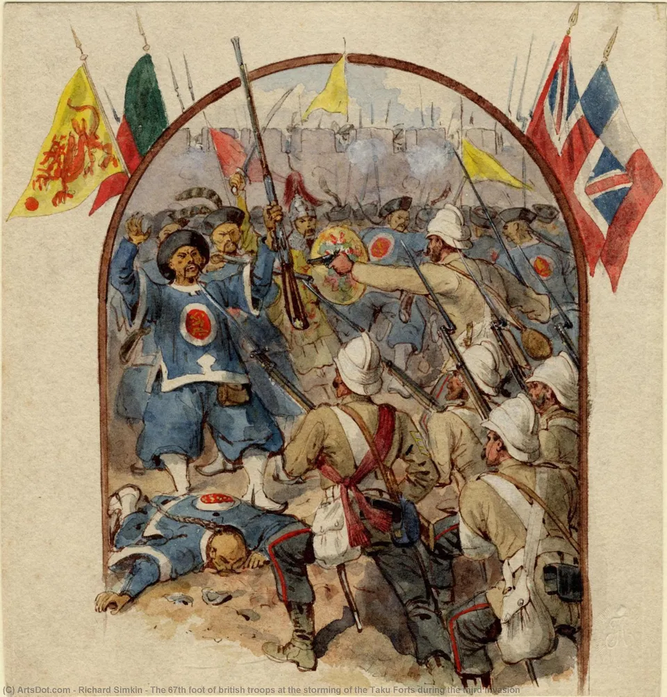 The 67th Foot Of British Troops At The Storming Of The Taku Forts During The Third Invasion — Richard Simkin
