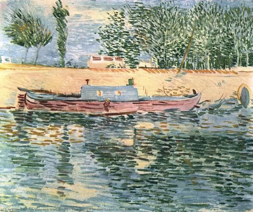 The Banks Of The Seine With Boats — Vincent Willem Van Gogh