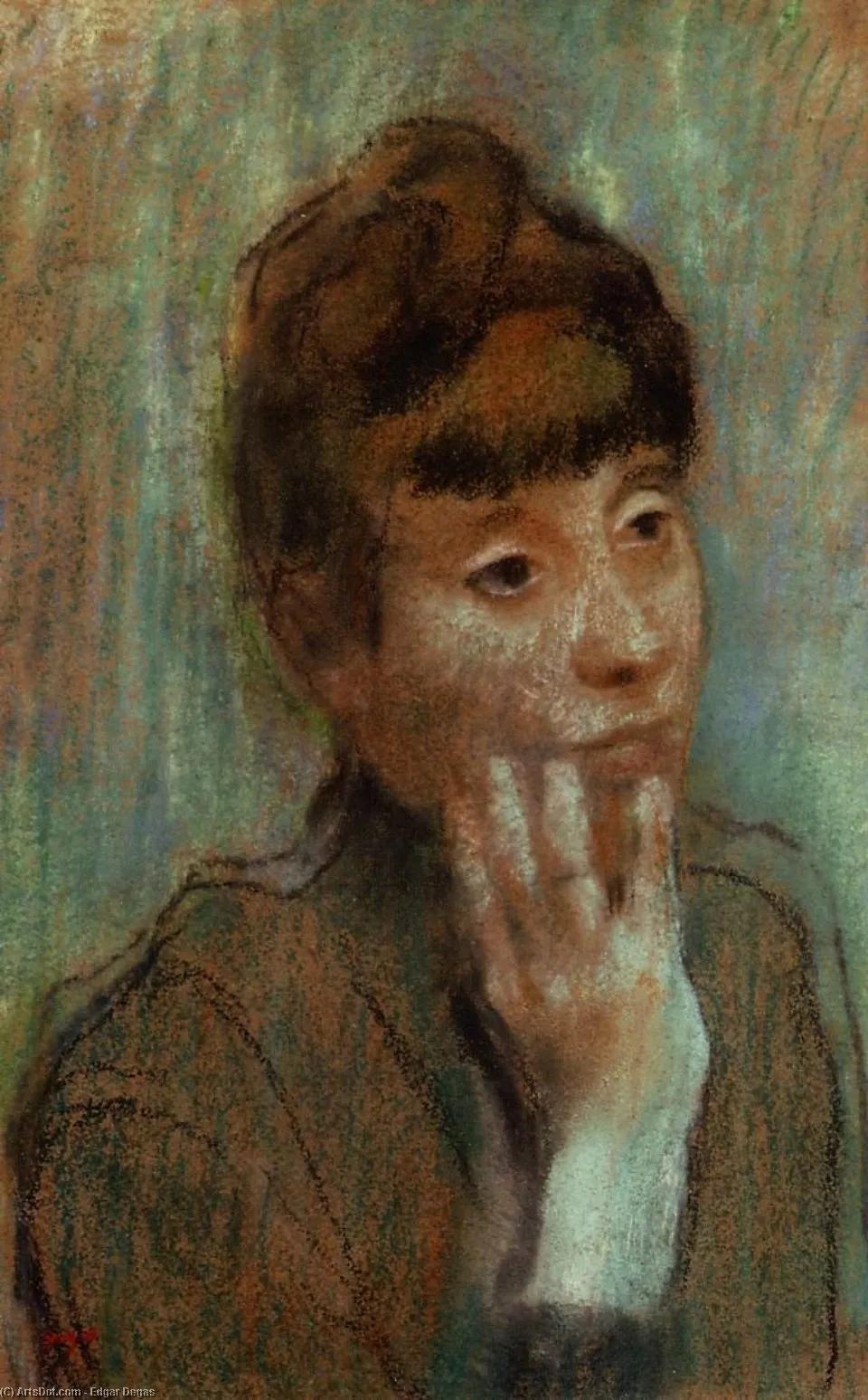 Portrait Of A Woman Wearing A Green Blouse — Hilaire-germain-edgar Degas