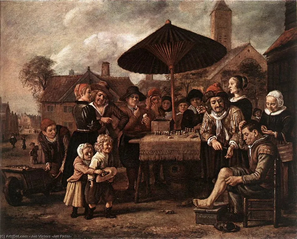 Market Scene With A Quack At His Stall — Ян Викторс (ян Фиктор)