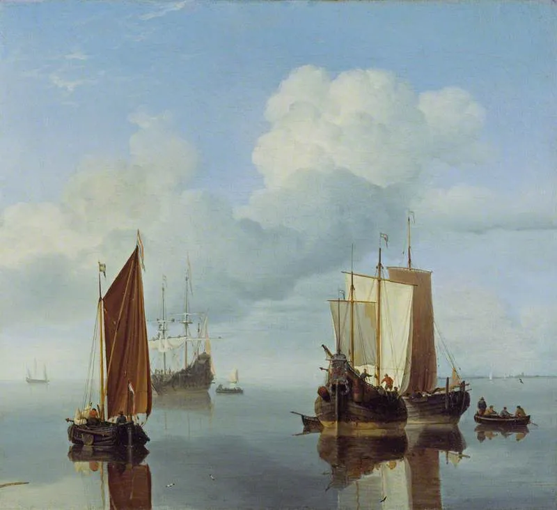 Calm Fishing Boats Under Sail — Виллем Ван Де Вельде Старший