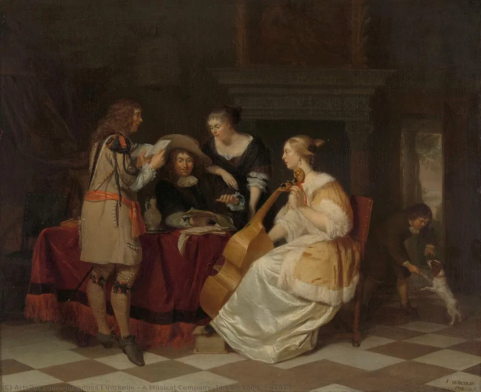 A Musical Company, Jan Verkolje (i), 1673 — Johannes I Verkolje