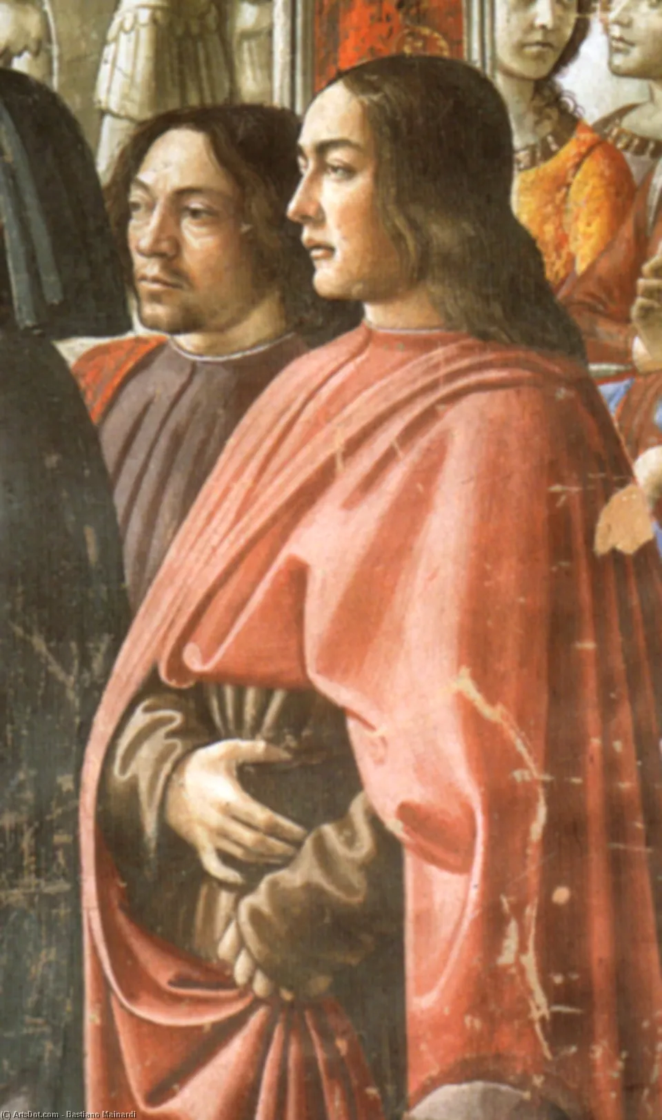 Domenico Ghirlandaio, Self-portrait (left) With Sebastiano Mainardi (right) Tornabuoni Chapel, Announcement To Zaccaria, Detail — Себастьяно Майнарди