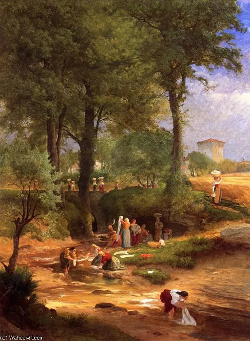 Washing Day Near Perugia Aka Italian Washerwomen — Джордж Иннесс