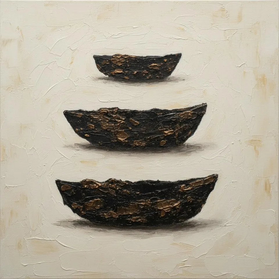 Monolithic Echoes Of Obsidian And Gold In A Meditative Sculptural Relief — David Moreau