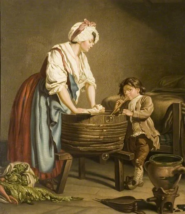 Lady Standing At A Wash Tub — Josephus Laurentius Dyckmans