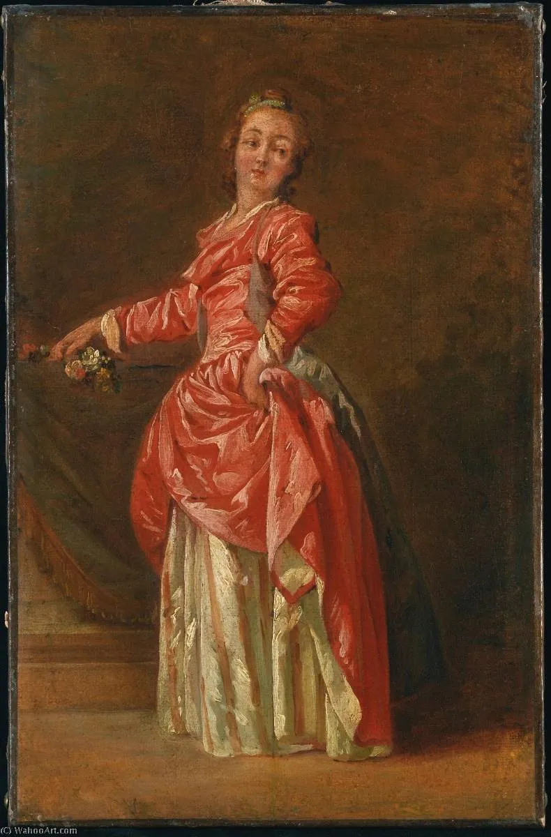 A Lady, Wearing A Red Dress, In An Interior — Jean Baptiste Le Prince