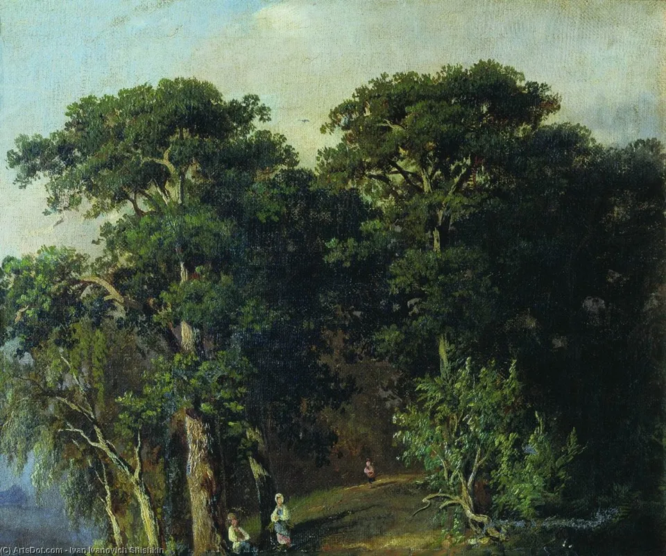 Forest Landscape With Figures — Ivan Ivanovich Shishkin