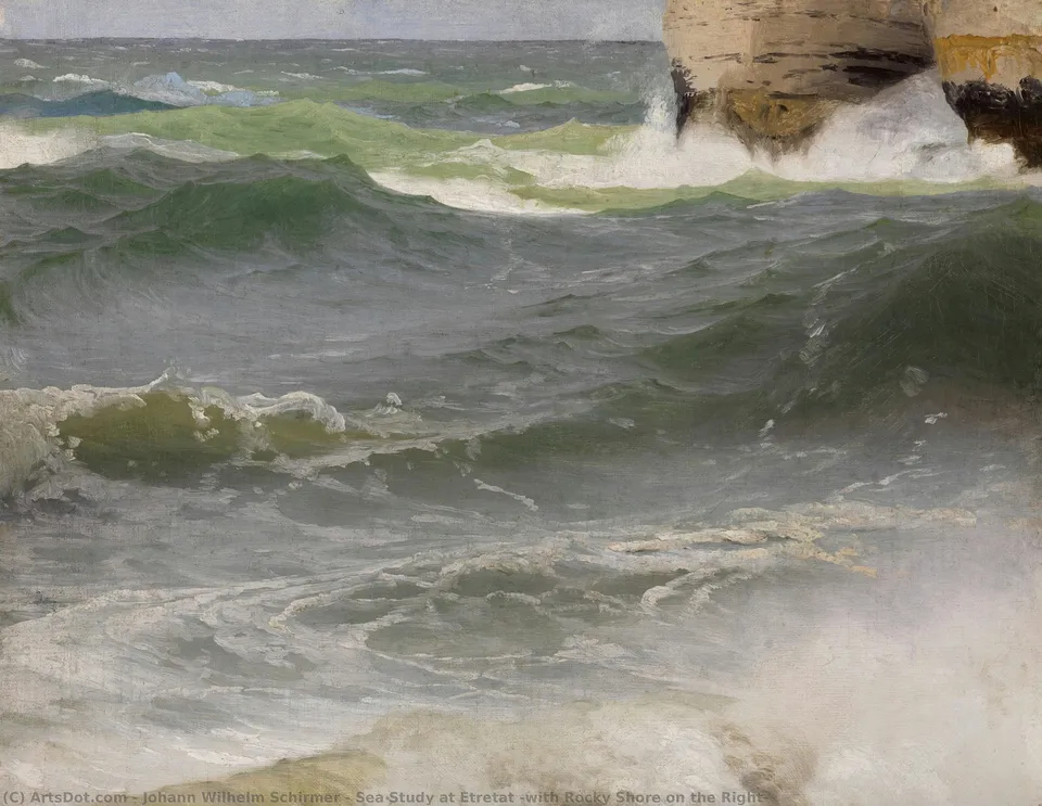 Sea Study At Etretat (with Rocky Shore On The Right) — Johann Wilhelm Schirmer