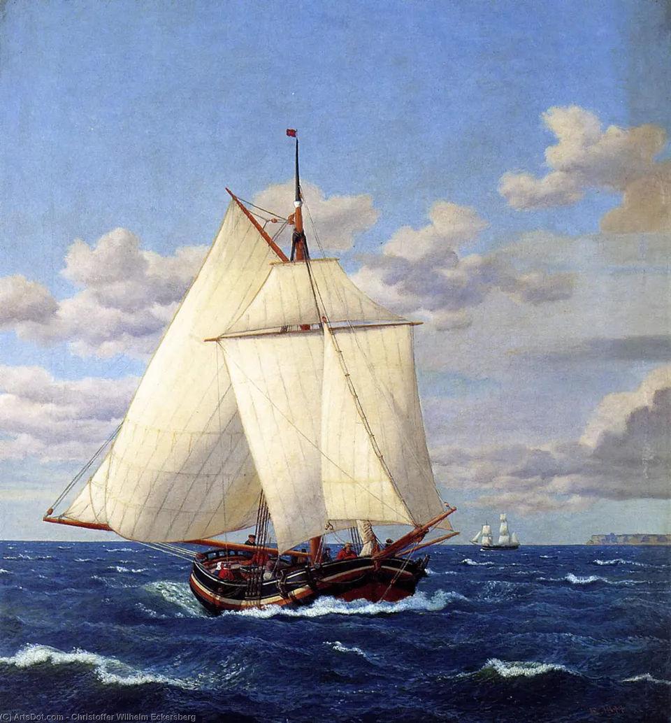 A Danish Yacht Passing Stevns — クリストファー・ヴィルヘルム・エッカースベルグ