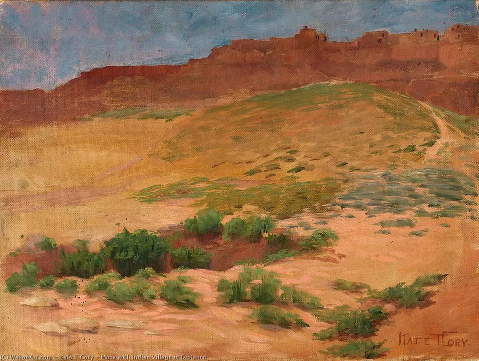 Mesa With Indian Village In Distance — Kate T Cory