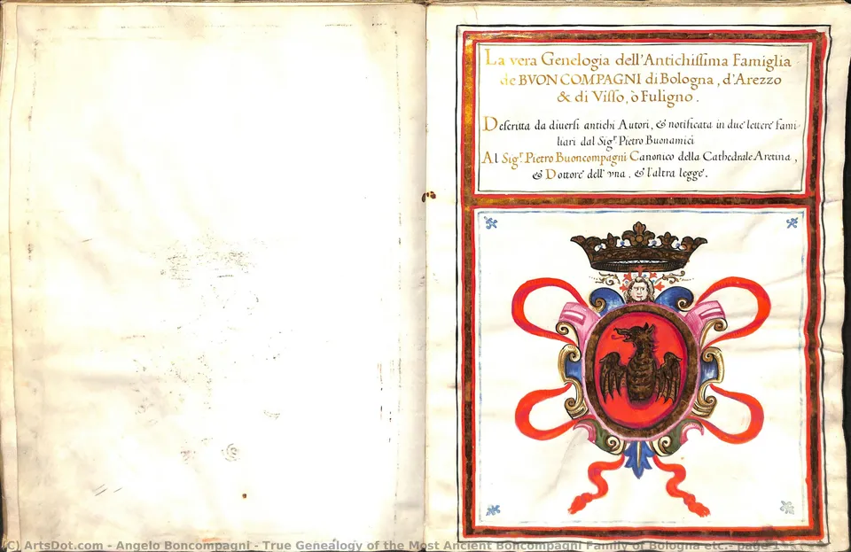 True Genealogy Of The Most Ancient Boncompagni Family Of Bologna Etc.: Page 1 — Angelo Boncompagni