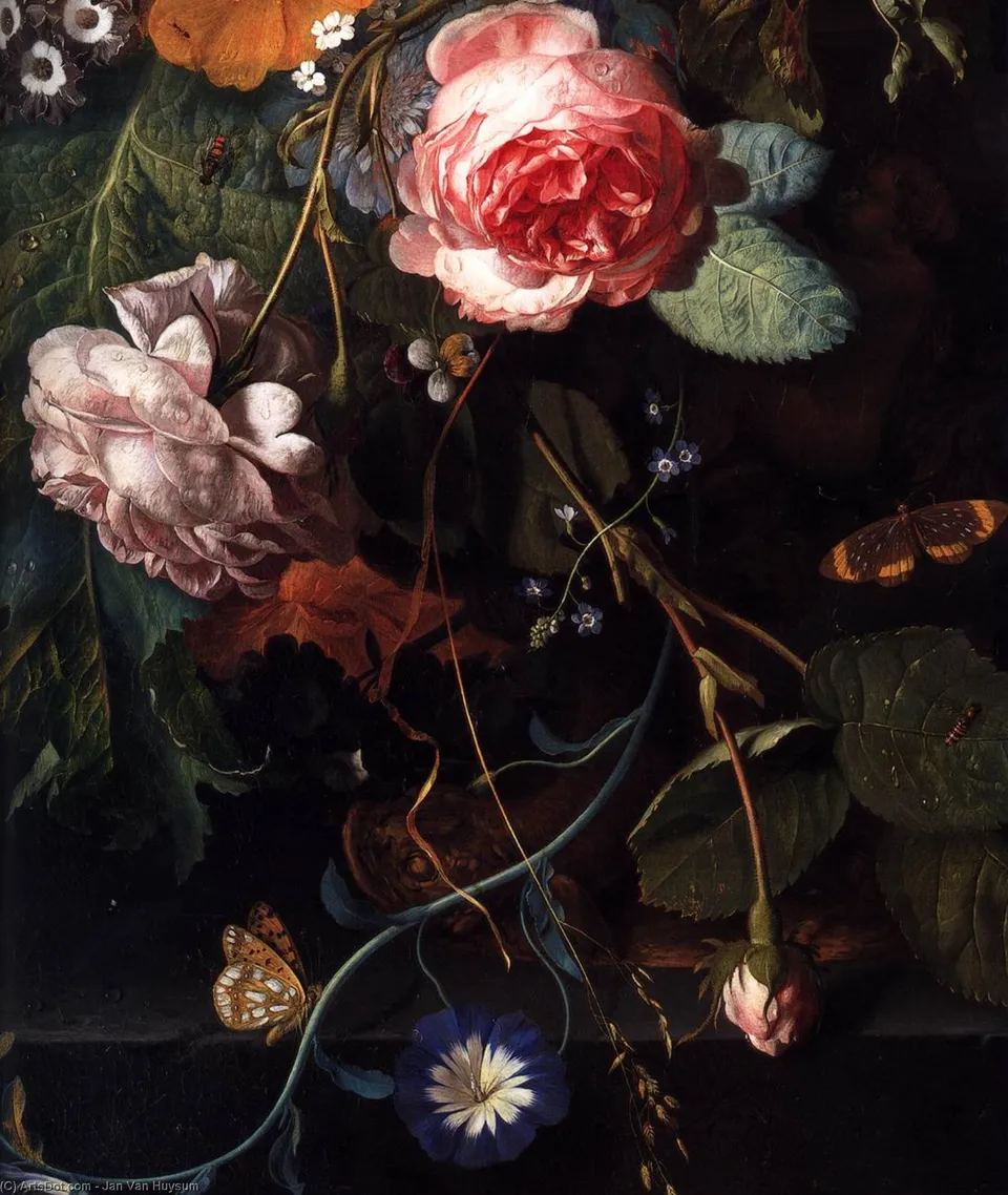 Bouquet Of Flowers (detail) — Ян Ван Хюйсум