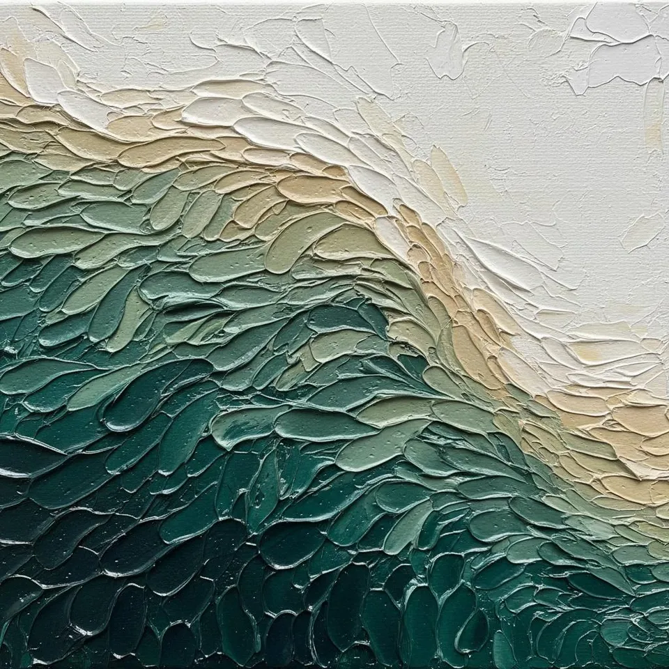 Ethereal Tides Of Deep Teal And Sculptural Cream In Rhythmic Motion — David Moreau