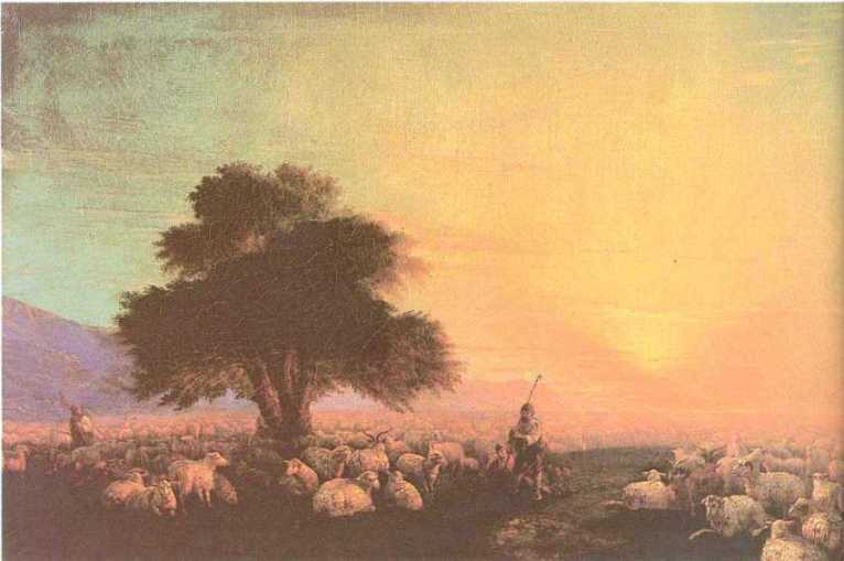 Flock Of Sheep With Herdsmen, Sunset — Иван Константинович Айвазовский
