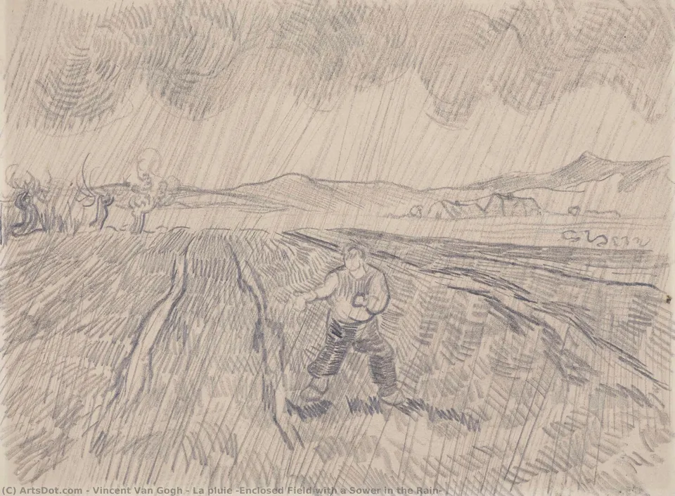La Pluie (enclosed Field With A Sower In The Rain) — Vincent Willem Van Gogh