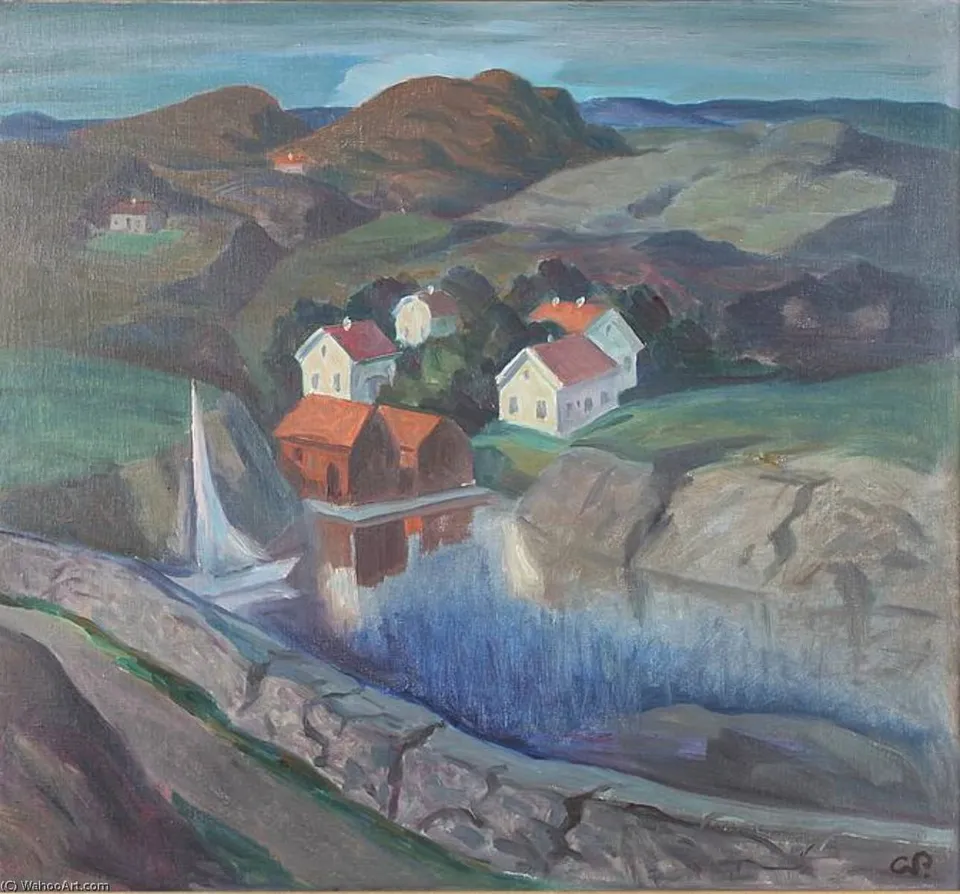 Mountainous Landscape With Houses — Georg Pauli