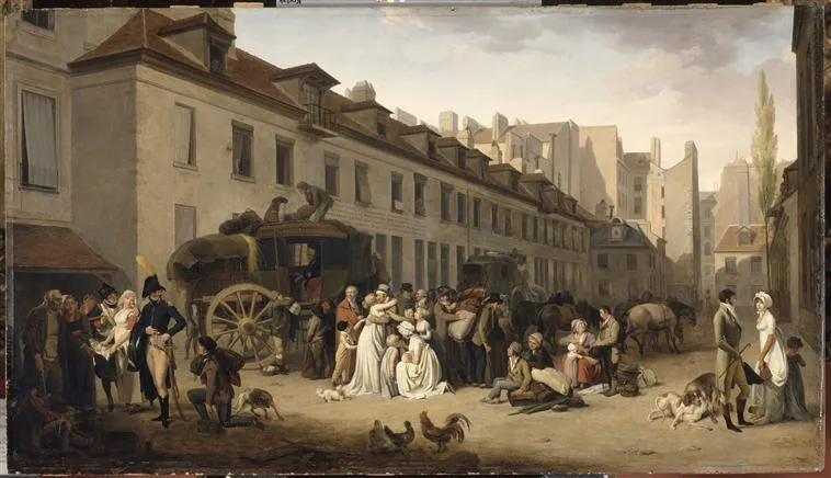 L'arrivée D'une Diligence Dans La Cour Des Messageries Rue Notre Dame Des Victoires À Paris — Луи Леопольд Боилли