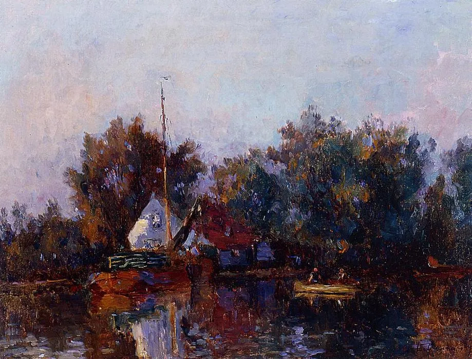Canal In Holland Near Rotterdam — Альбер-шарль Лебур