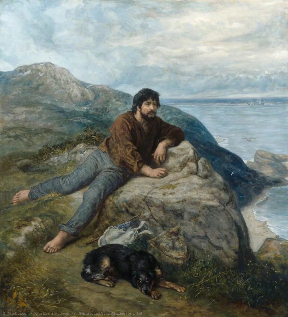 A Shipwrecked Sailor Waiting For A Sail — John Evans Hodgson