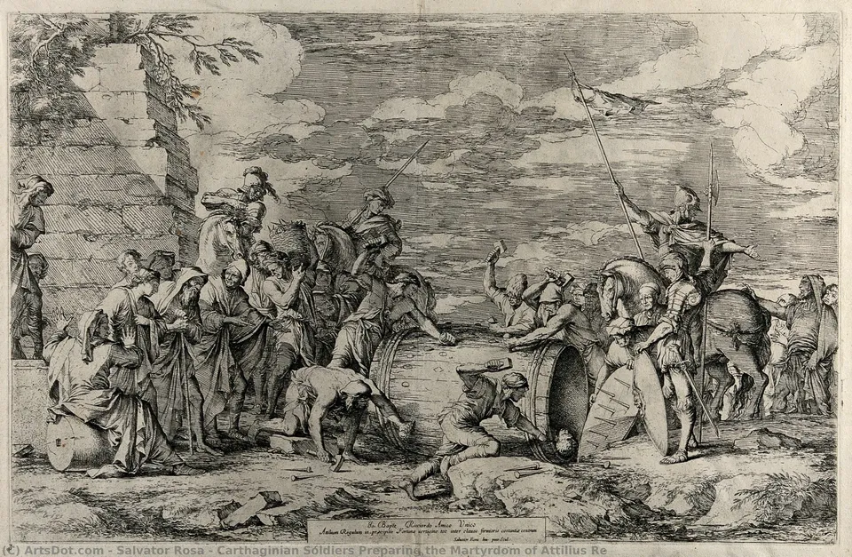 Carthaginian Soldiers Preparing The Martyrdom Of Attilius Re — Салватор Роса