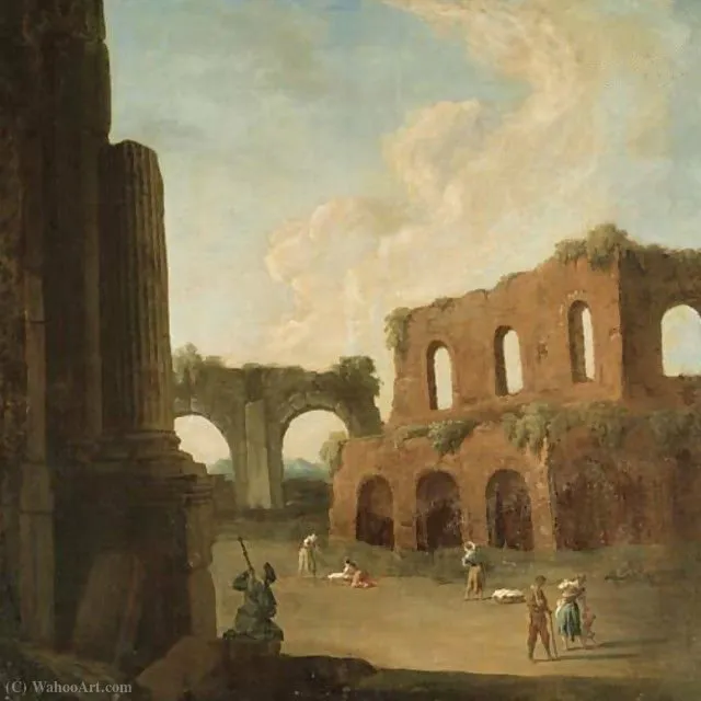 A Capriccio With Figures Amongst Ruins — Johan Richter (giovanni Richter)