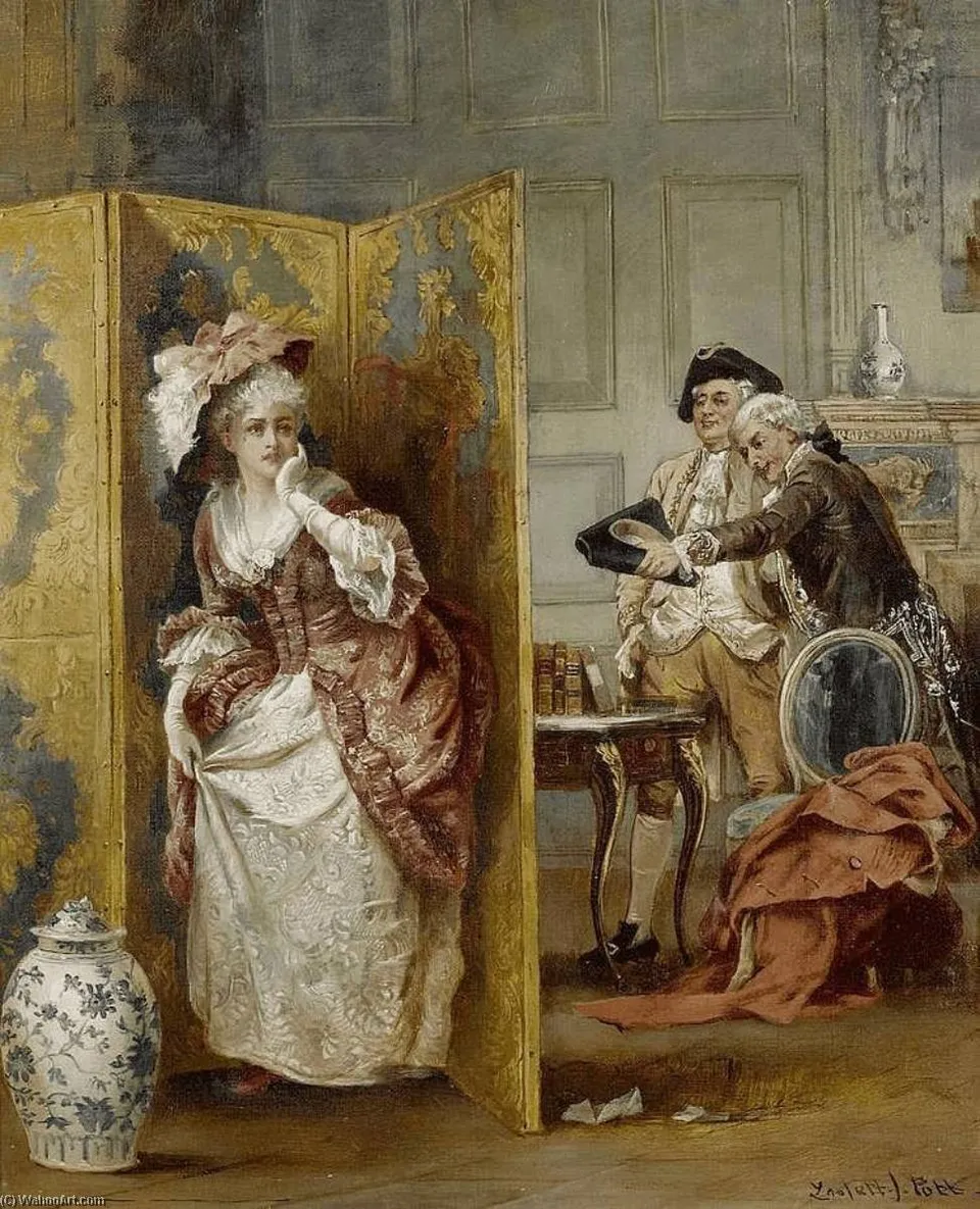 Interior With A Lady And Two Gentlemen — Laslett John Pott