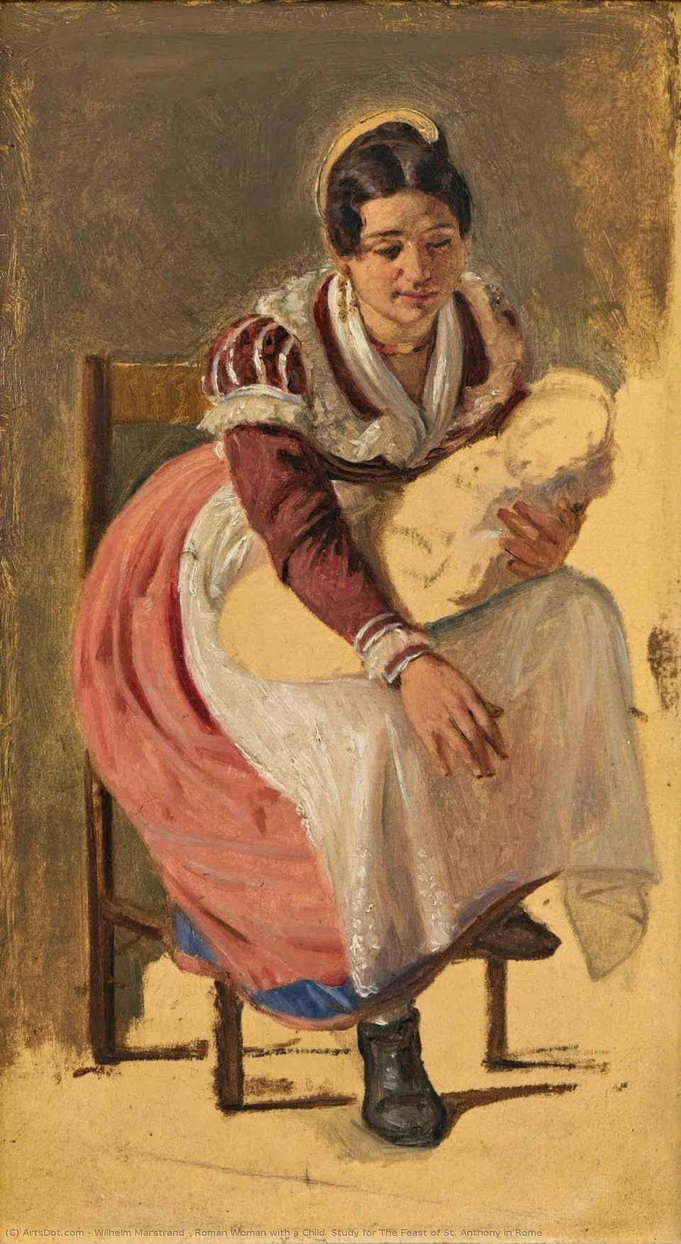 Roman Woman With A Child. Study For The Feast Of St. Anthony In Rome — Wilhelm Marstrand
