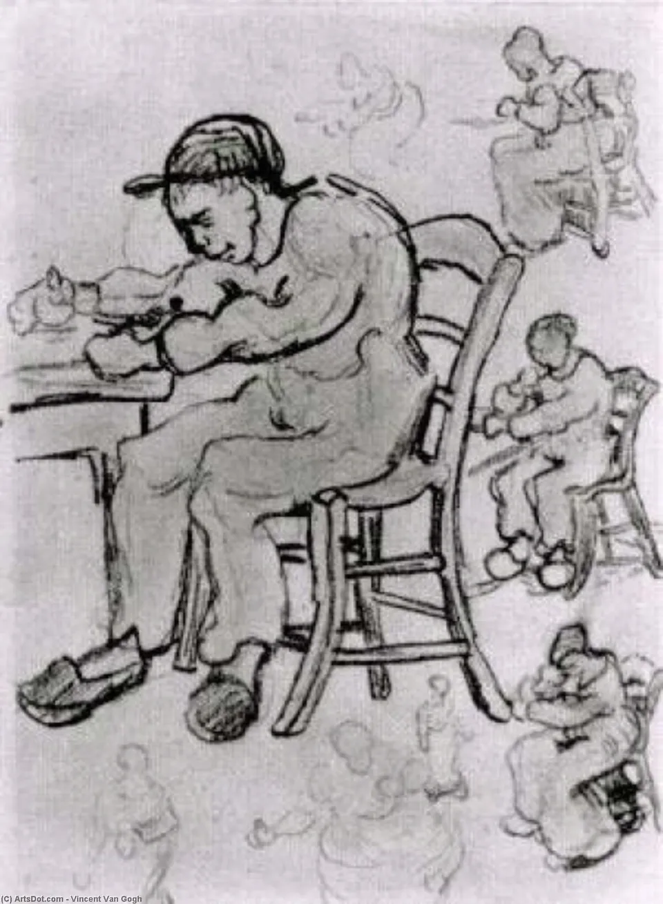 Sheet With People Sitting On Chairs — Vincent Van Gog